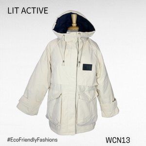 LIT Activewear White Duck Down Full Zip Hooded Parka Coat Size Medium